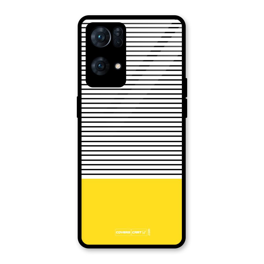 Bright Yellow Stripes Glass Back Case for Oppo Reno7 Pro 5G