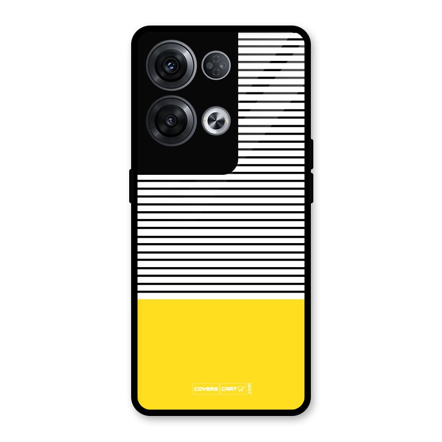 Bright Yellow Stripes Glass Back Case for Oppo Reno8 Pro 5G