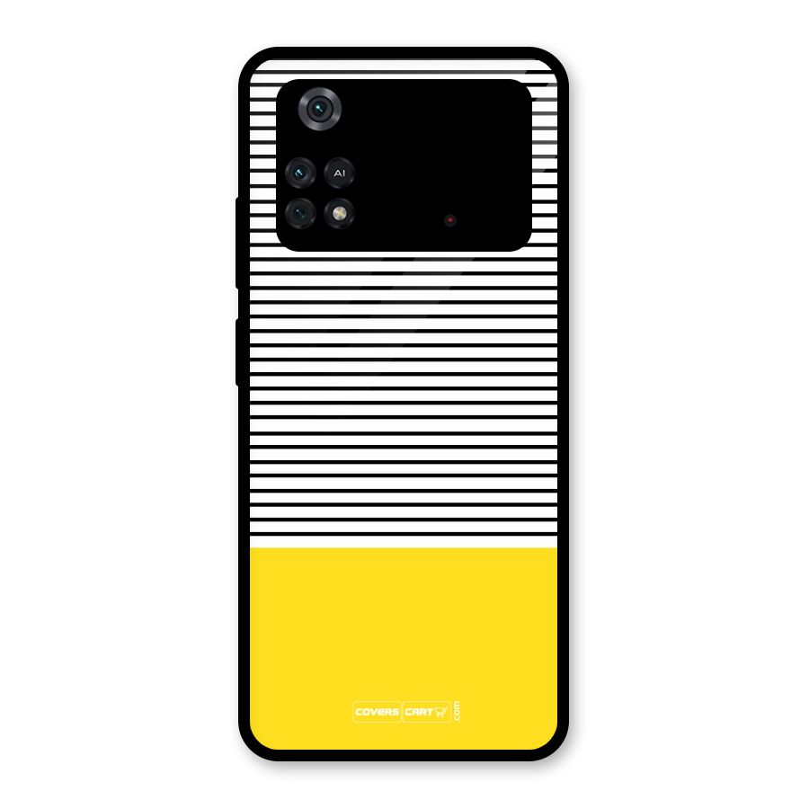 Bright Yellow Stripes Glass Back Case for Poco M4 Pro 4G
