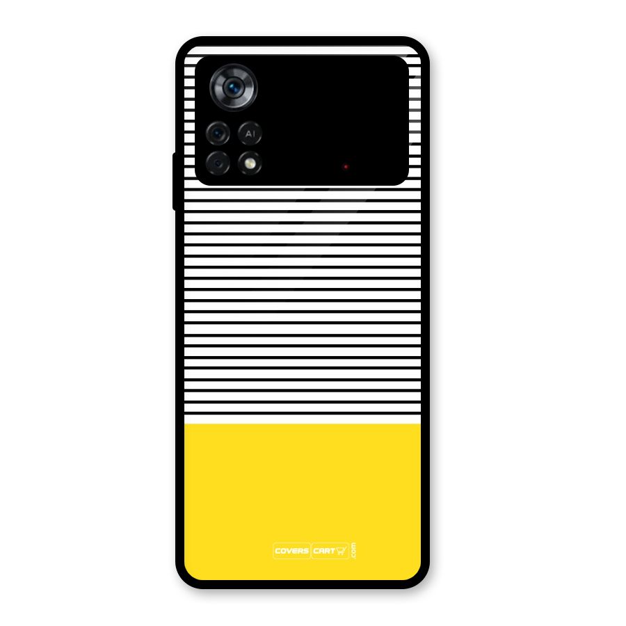 Bright Yellow Stripes Glass Back Case for Poco X4 Pro 5G