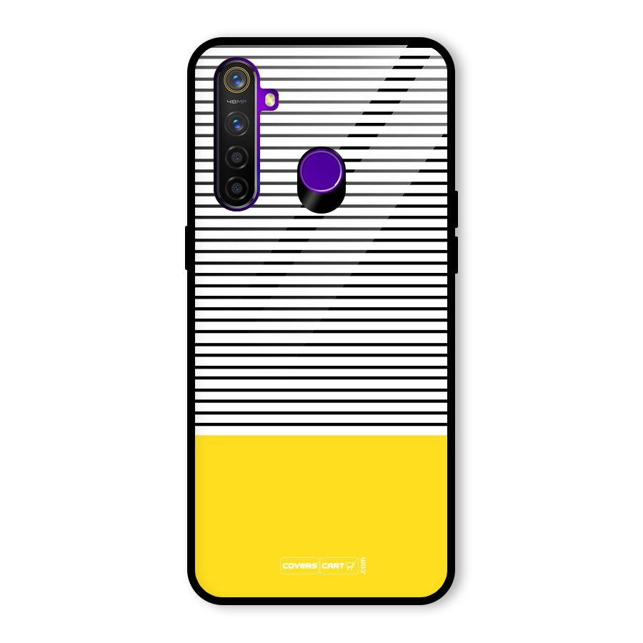 Bright Yellow Stripes Glass Back Case for Realme 5 Pro