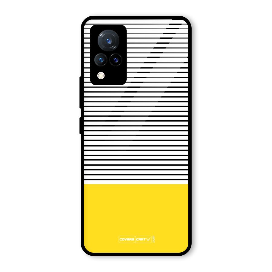 Bright Yellow Stripes Glass Back Case for Vivo V21 5G