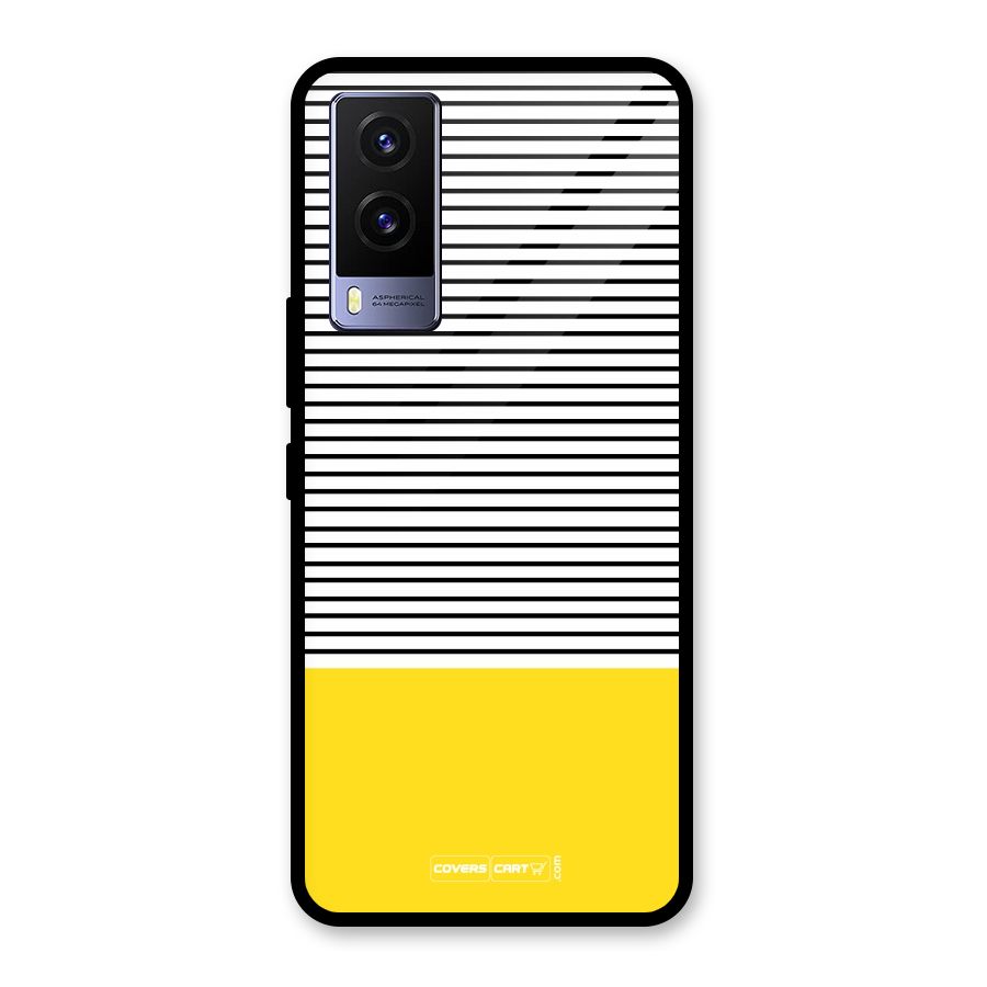Bright Yellow Stripes Glass Back Case for Vivo V21e 5G