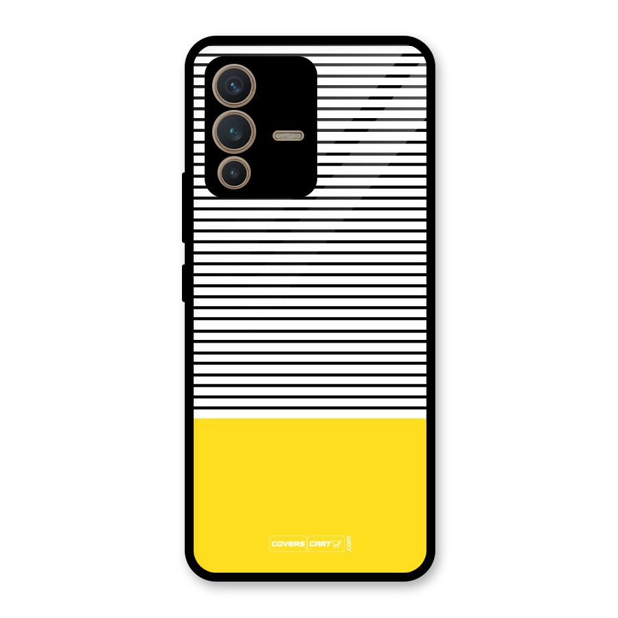 Bright Yellow Stripes Glass Back Case for Vivo V23 5G