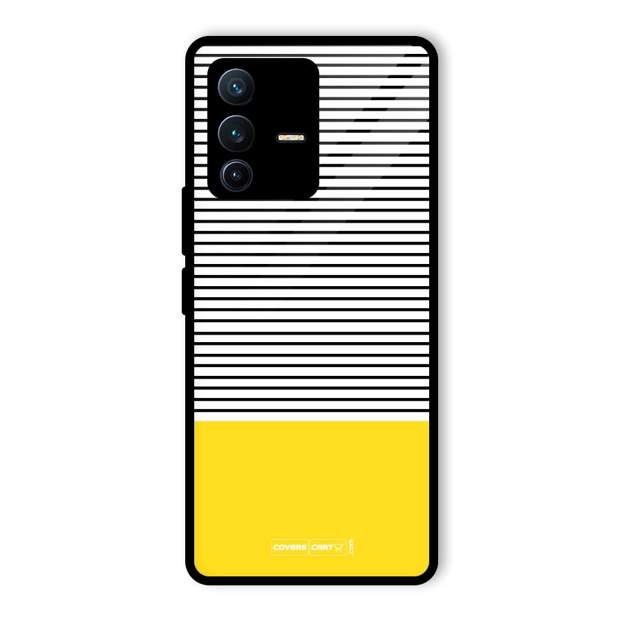 Bright Yellow Stripes Glass Back Case for Vivo V23 Pro