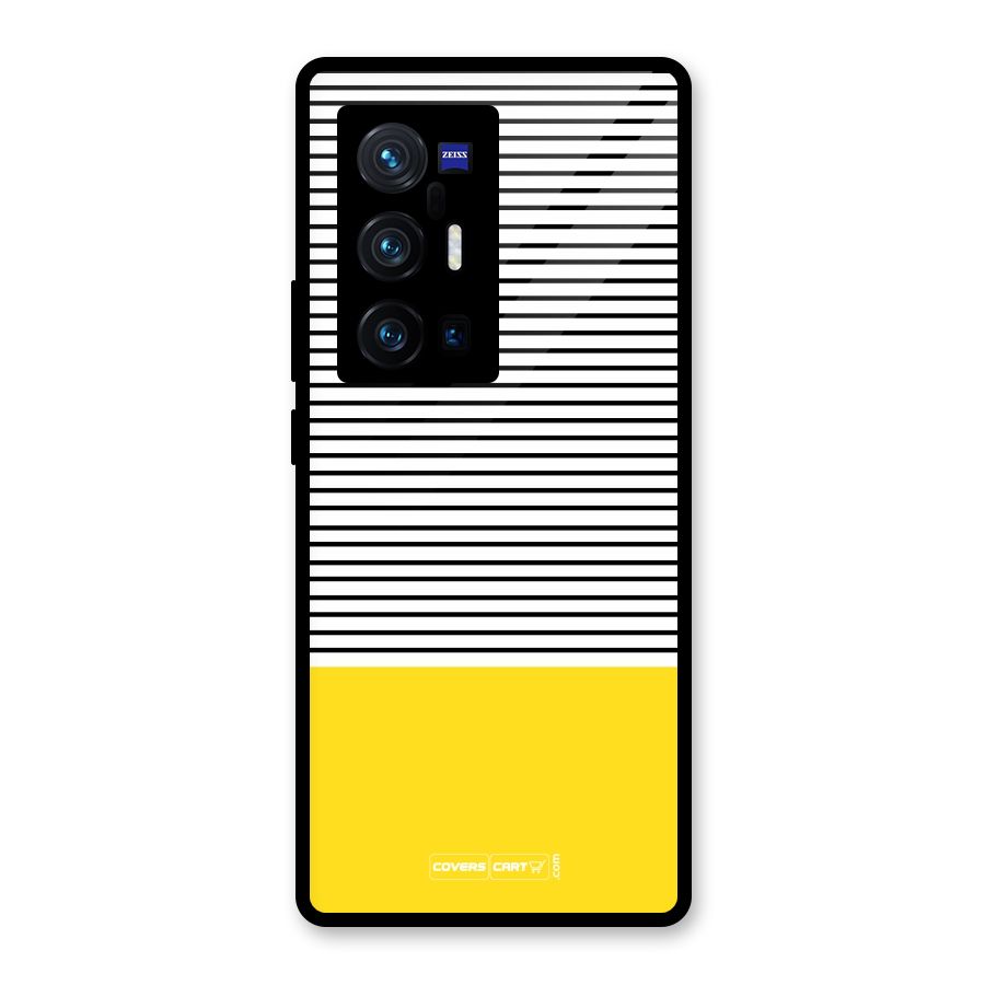 Bright Yellow Stripes Glass Back Case for Vivo X70 Pro Plus