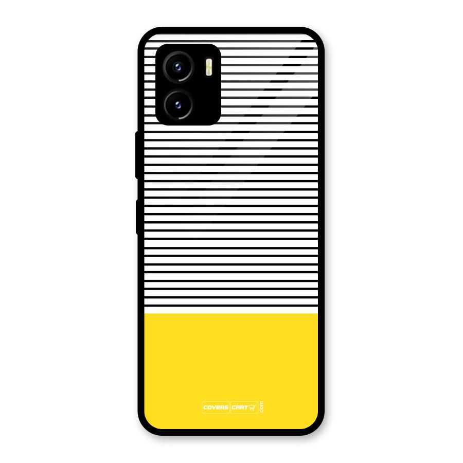Bright Yellow Stripes Glass Back Case for Vivo Y15s