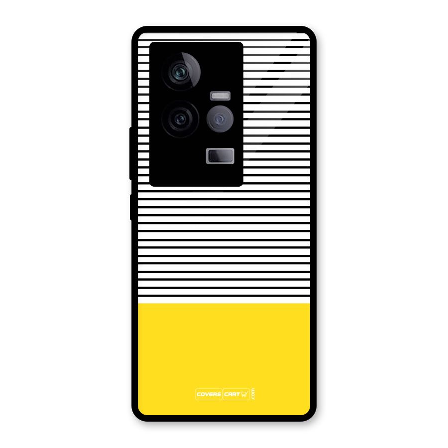 Bright Yellow Stripes Glass Back Case for Vivo iQOO 11 5G