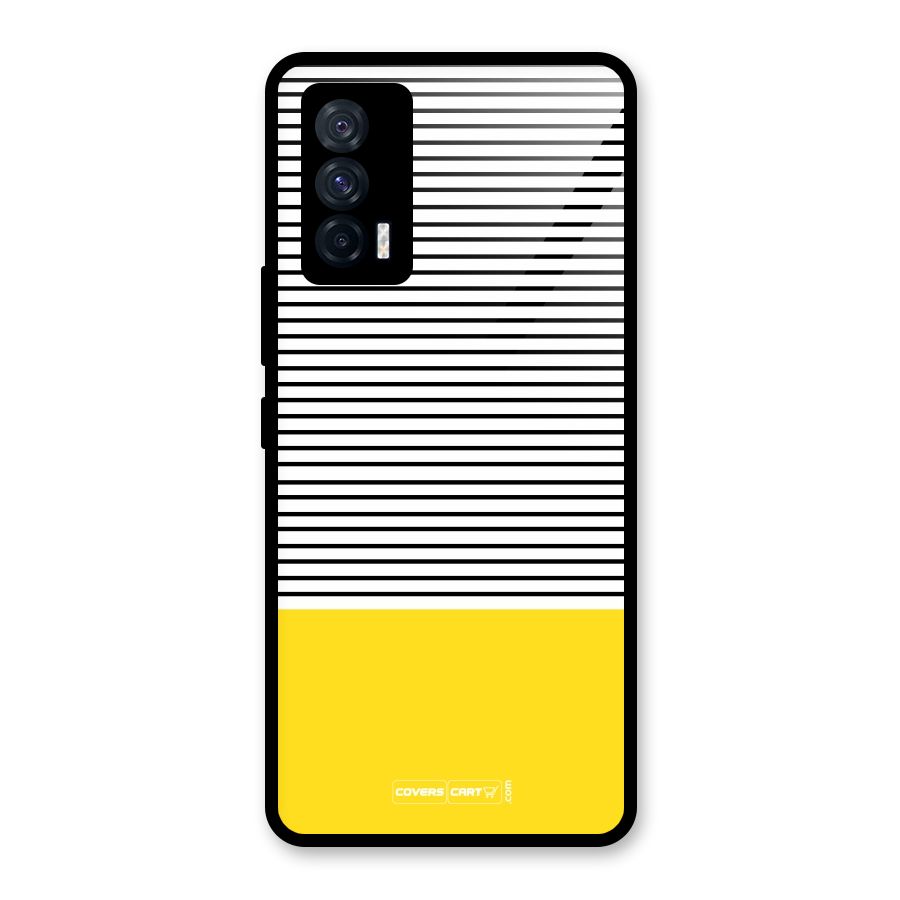 Bright Yellow Stripes Glass Back Case for Vivo iQOO 7 5G