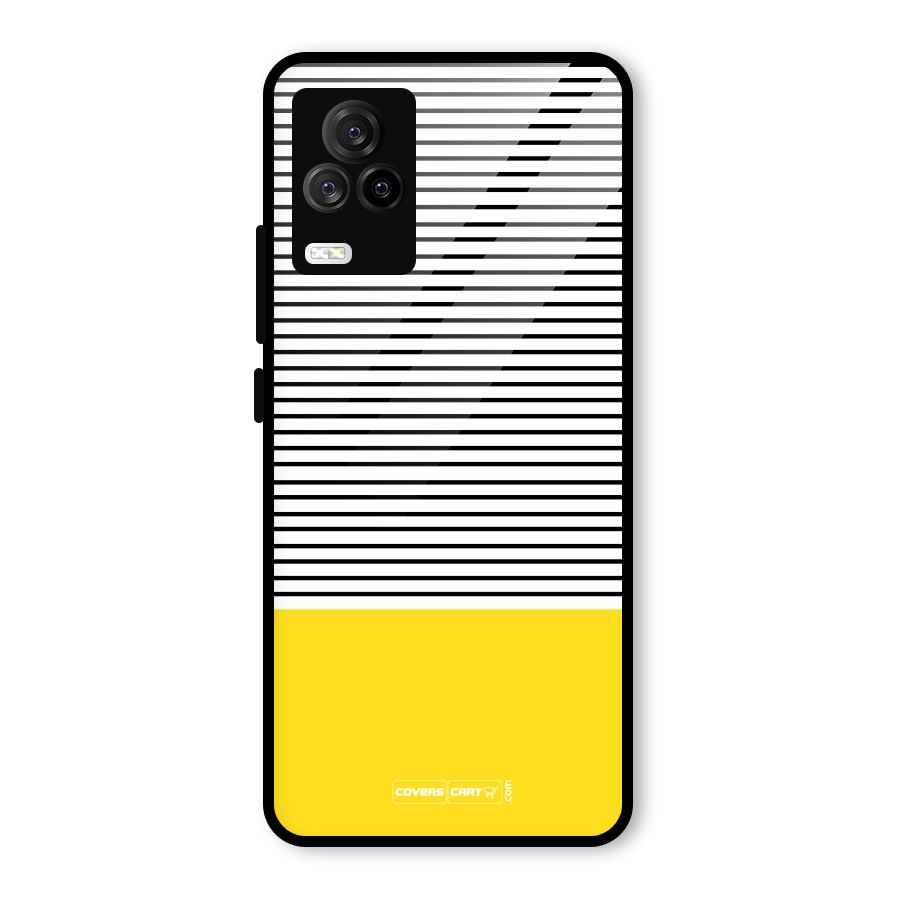 Bright Yellow Stripes Glass Back Case for Vivo iQOO 7 Legend 5G