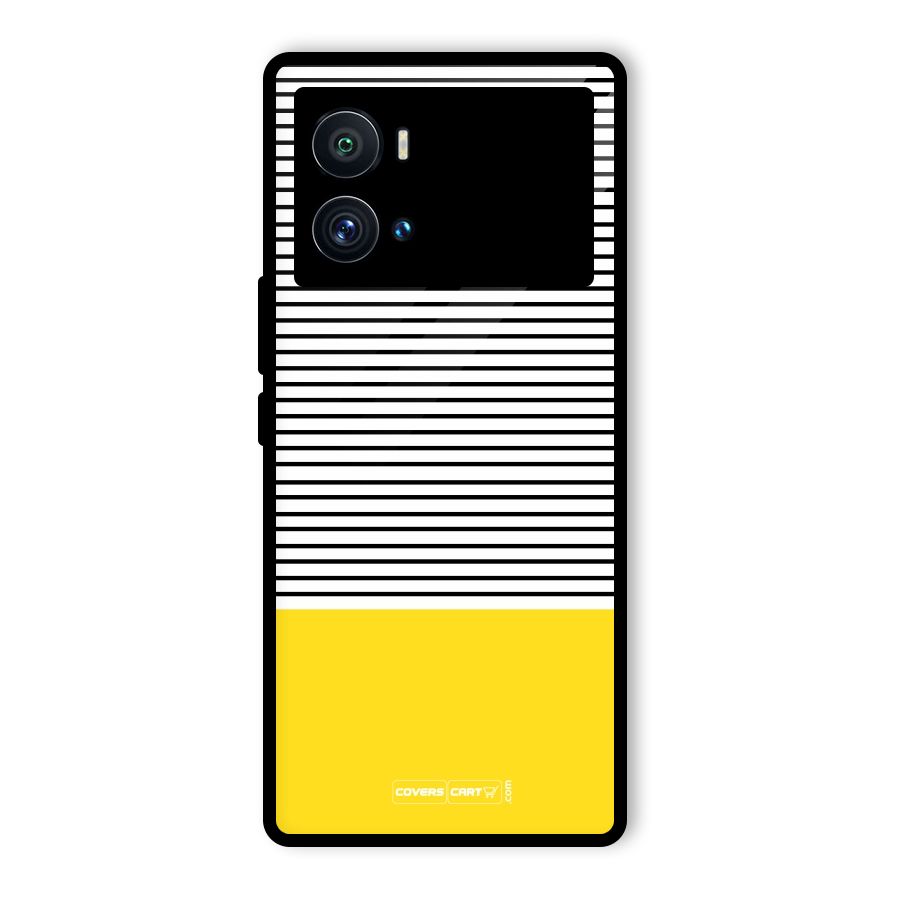 Bright Yellow Stripes Glass Back Case for Vivo iQOO 9 Pro