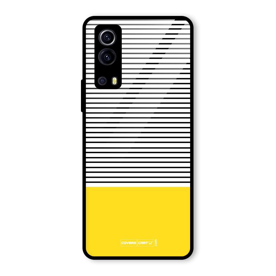 Bright Yellow Stripes Glass Back Case for Vivo iQOO Z3