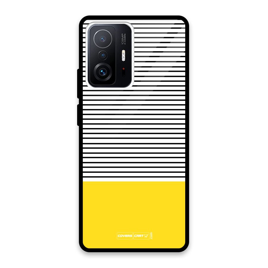 Bright Yellow Stripes Glass Back Case for Xiaomi 11T Pro