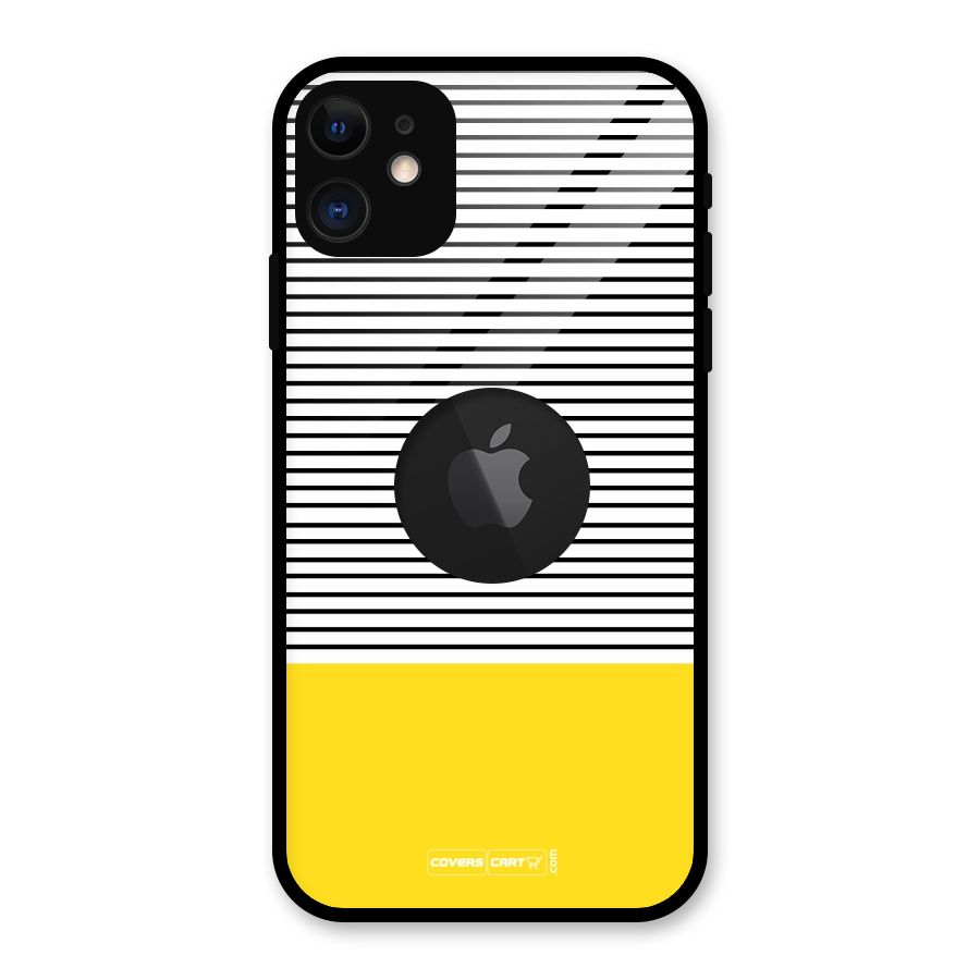 Bright Yellow Stripes Glass Back Case for iPhone 11 Logo Cut