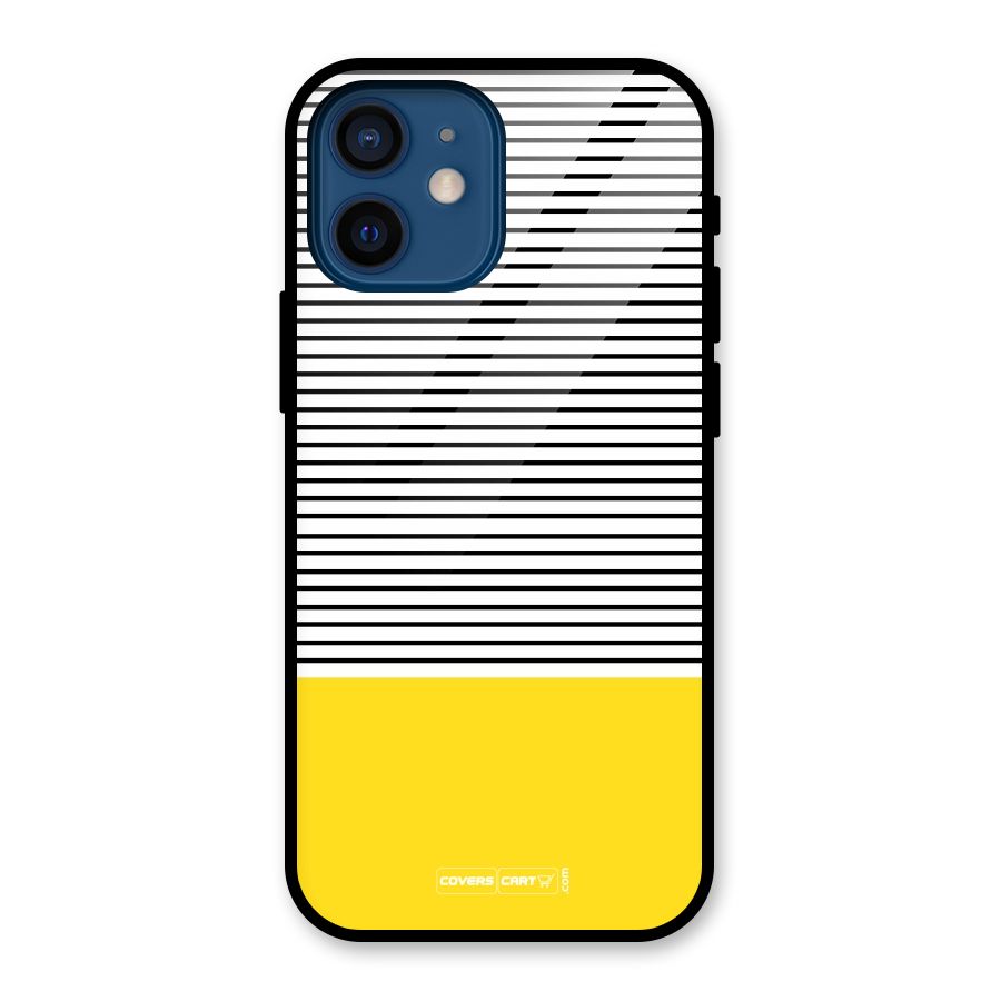 Bright Yellow Stripes Glass Back Case for iPhone 12 Mini