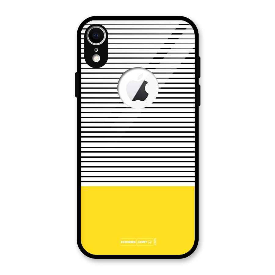 Bright Yellow Stripes Glass Back Case for iPhone XR Logo Cut