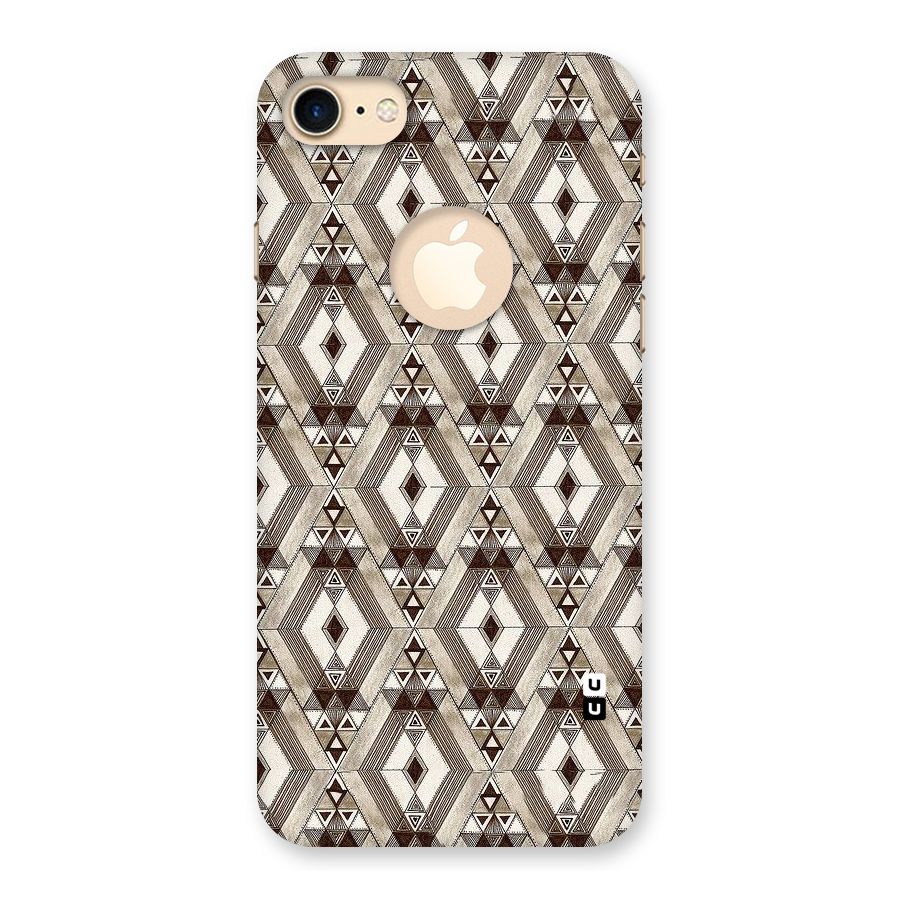 Brown Abstract Design Back Case for iPhone 7 Logo Cut