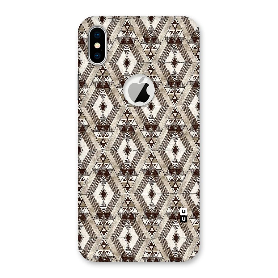 Brown Abstract Design Back Case for iPhone XS Logo Cut