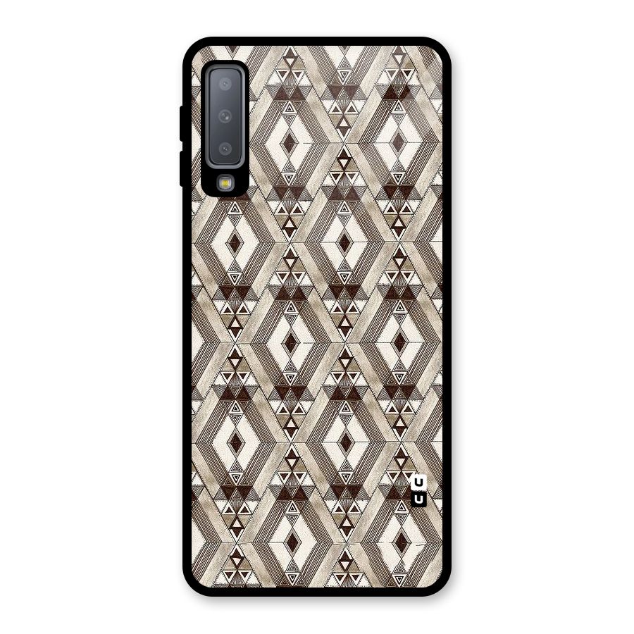 Brown Abstract Design Glass Back Case for Galaxy A7 (2018)