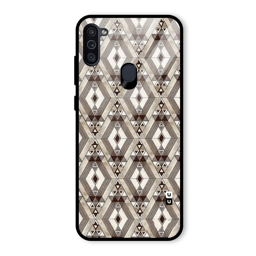 Brown Abstract Design Glass Back Case for Galaxy M11