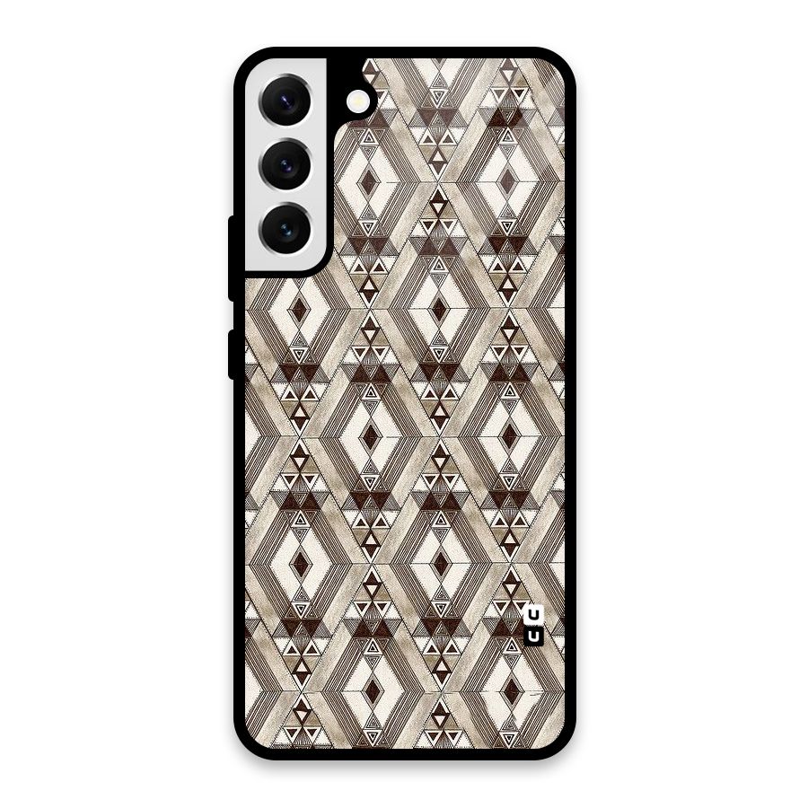 Brown Abstract Design Glass Back Case for Galaxy S22 Plus 5G