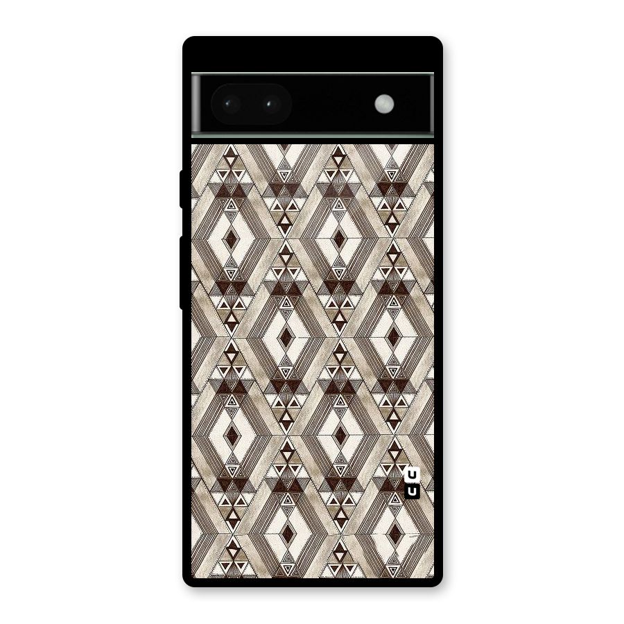 Brown Abstract Design Glass Back Case for Google Pixel 6a