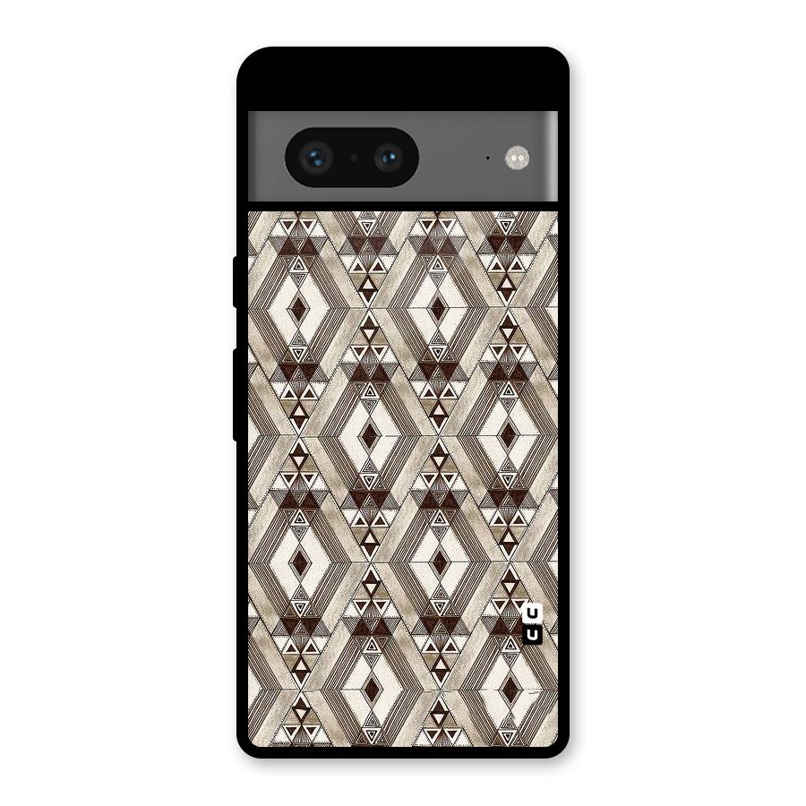 Brown Abstract Design Glass Back Case for Google Pixel 7