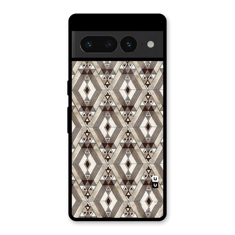 Brown Abstract Design Glass Back Case for Google Pixel 7 Pro