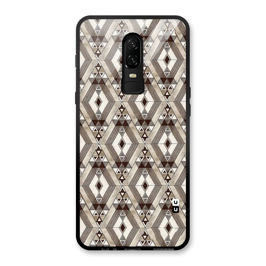 Brown Abstract Design Glass Back Case for OnePlus 6