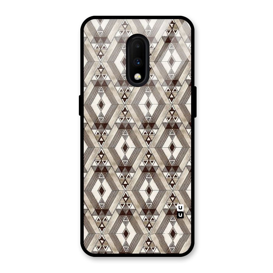 Brown Abstract Design Glass Back Case for OnePlus 7
