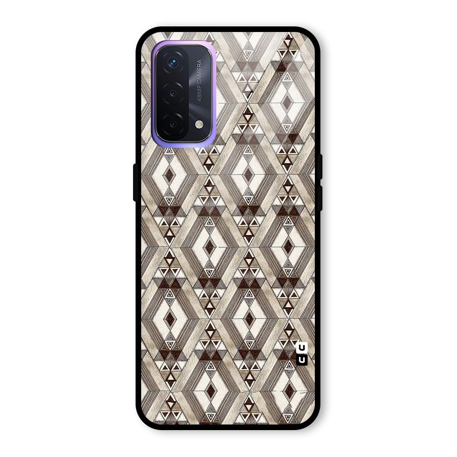 Brown Abstract Design Glass Back Case for Oppo A74 5G