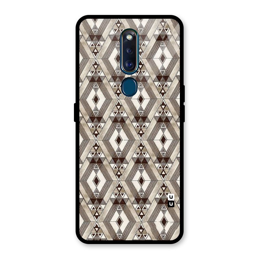 Brown Abstract Design Glass Back Case for Oppo F11 Pro