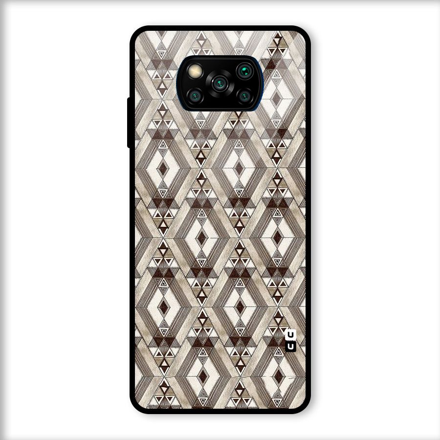 Brown Abstract Design Glass Back Case for Poco X3