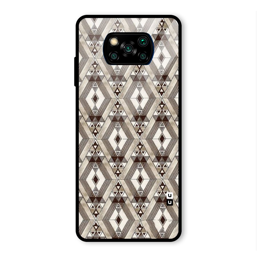 Brown Abstract Design Glass Back Case for Poco X3 Pro