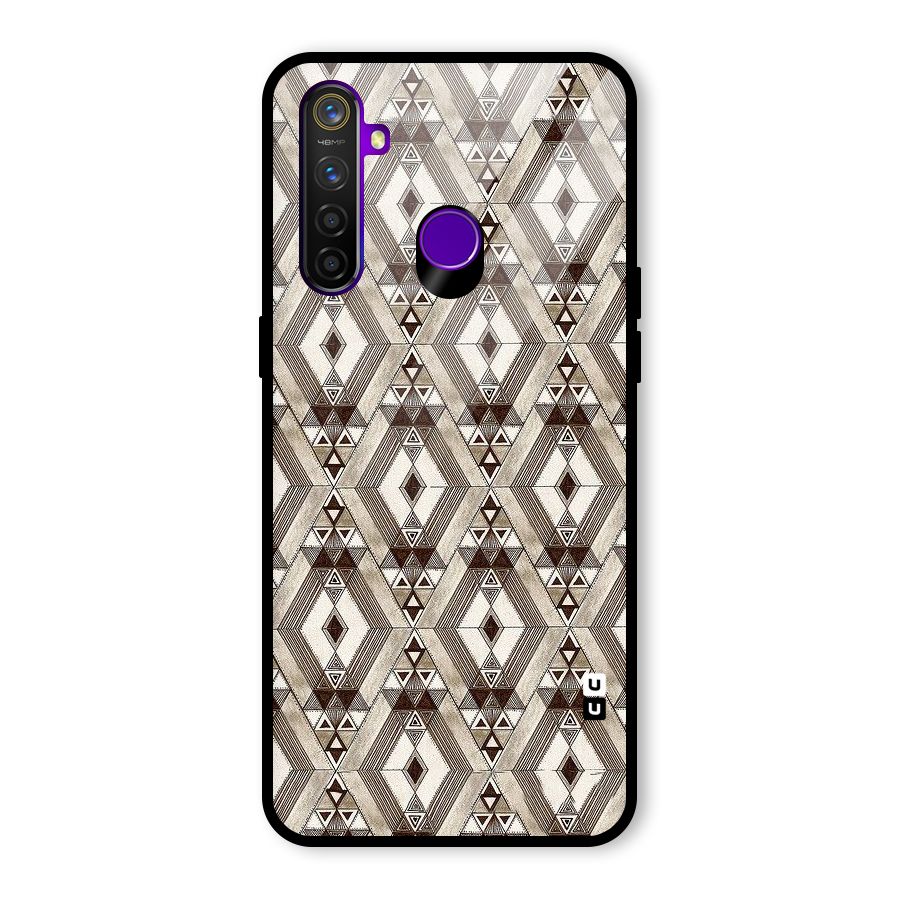 Brown Abstract Design Glass Back Case for Realme 5 Pro