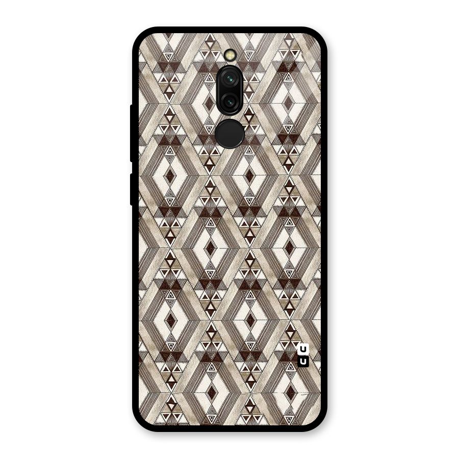 Brown Abstract Design Glass Back Case for Redmi 8