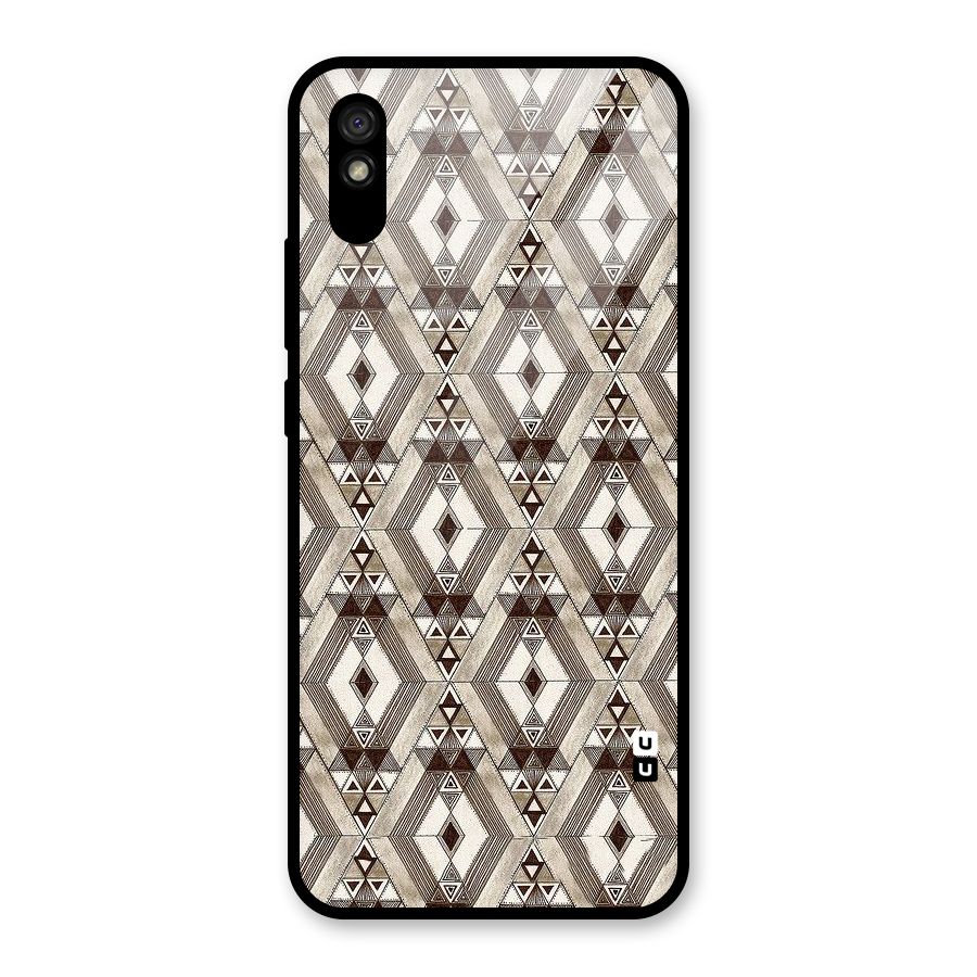 Brown Abstract Design Glass Back Case for Redmi 9A