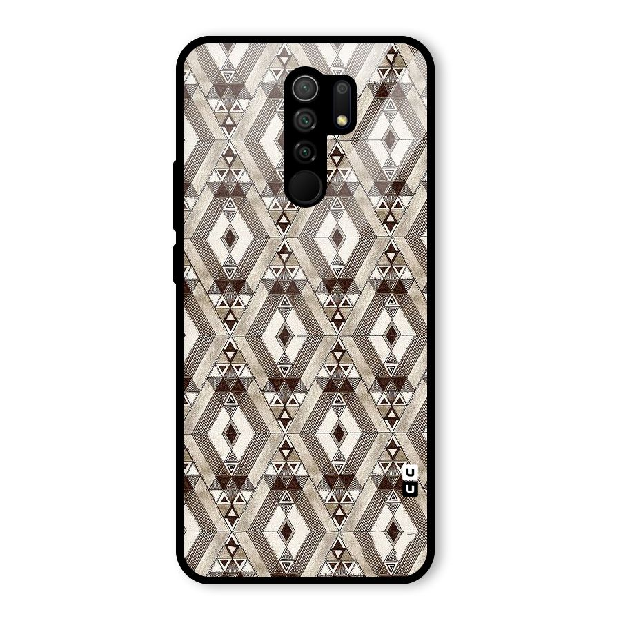 Brown Abstract Design Glass Back Case for Redmi 9 Prime