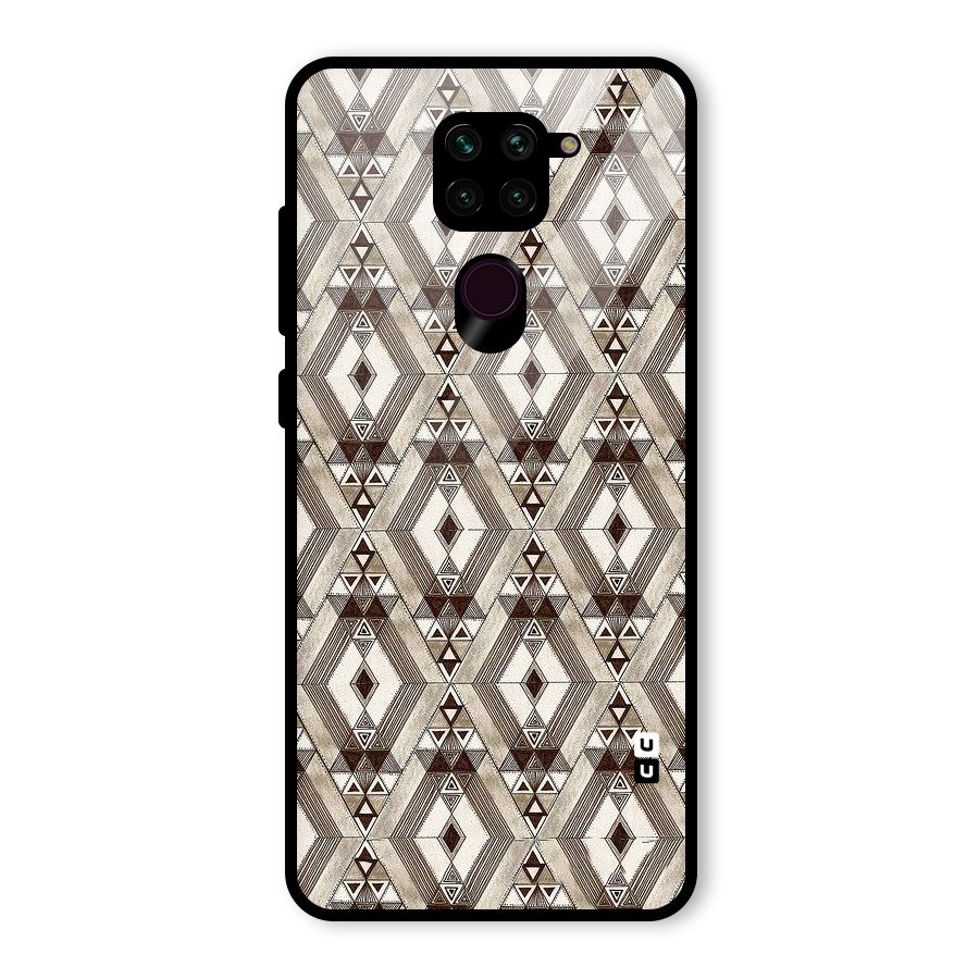 Brown Abstract Design Glass Back Case for Redmi Note 9