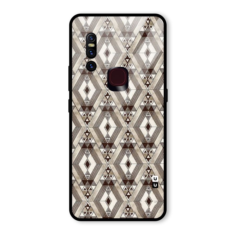 Brown Abstract Design Glass Back Case for Vivo V15