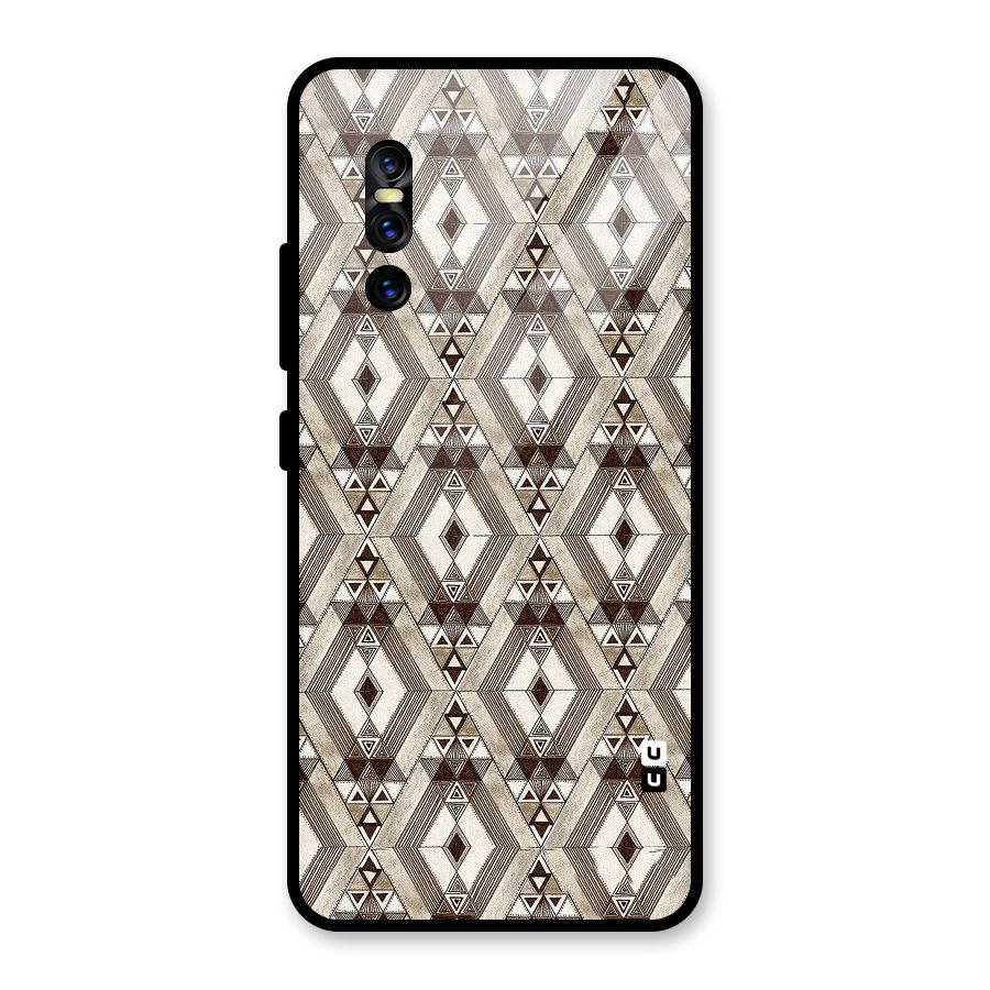 Brown Abstract Design Glass Back Case for Vivo V15 Pro