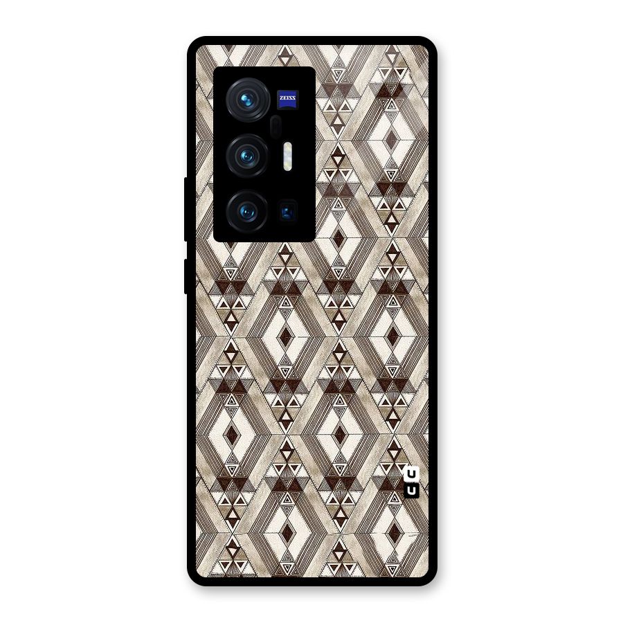 Brown Abstract Design Glass Back Case for Vivo X70 Pro Plus