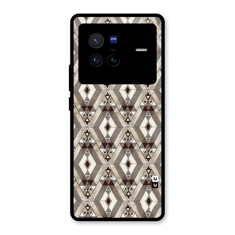 Brown Abstract Design Glass Back Case for Vivo X80