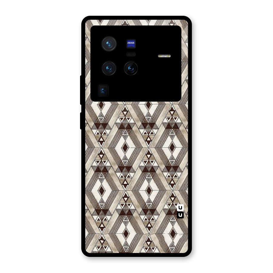 Brown Abstract Design Glass Back Case for Vivo X80 Pro