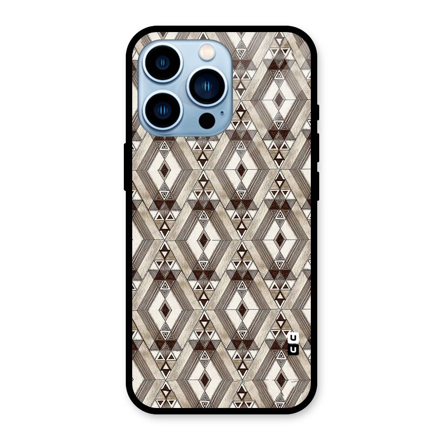 Brown Abstract Design Glass Back Case for iPhone 13 Pro