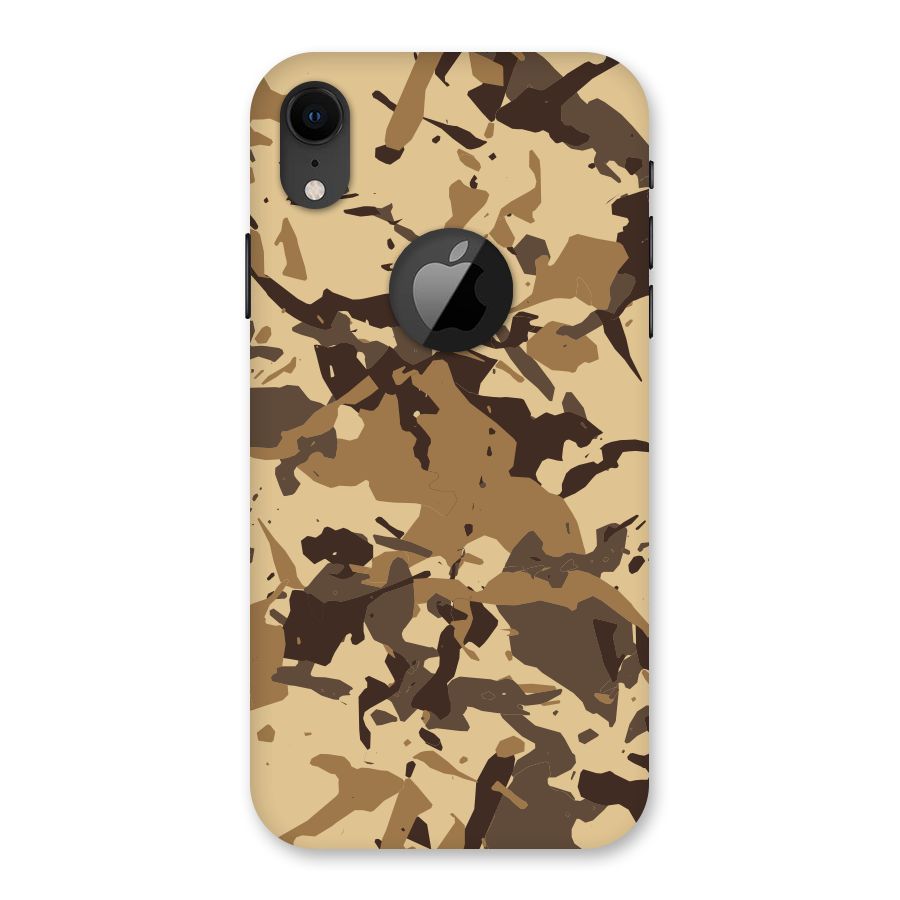 Brown Camouflage Army Back Case for iPhone XR Logo Cut