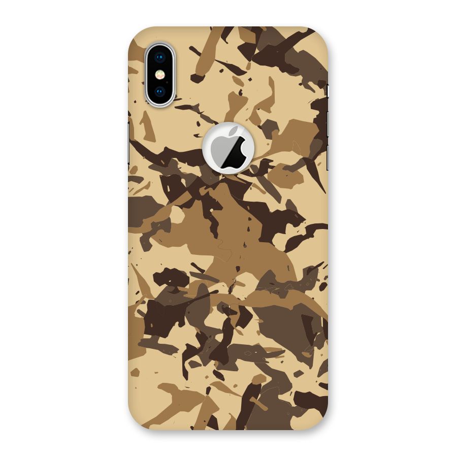 Brown Camouflage Army Back Case for iPhone XS Logo Cut