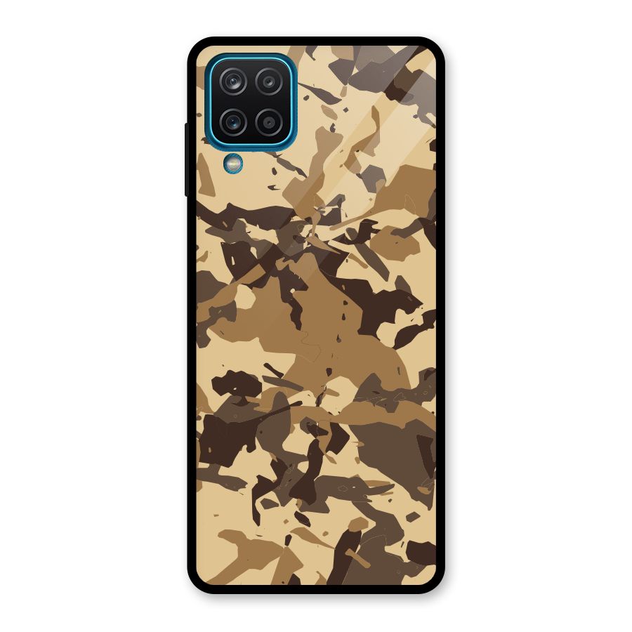 Brown Camouflage Army Glass Back Case for Galaxy A12