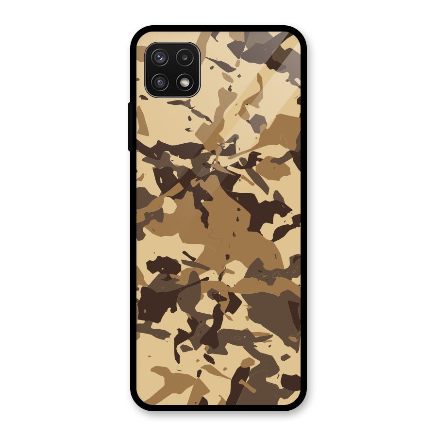 Brown Camouflage Army Glass Back Case for Galaxy A22 5G