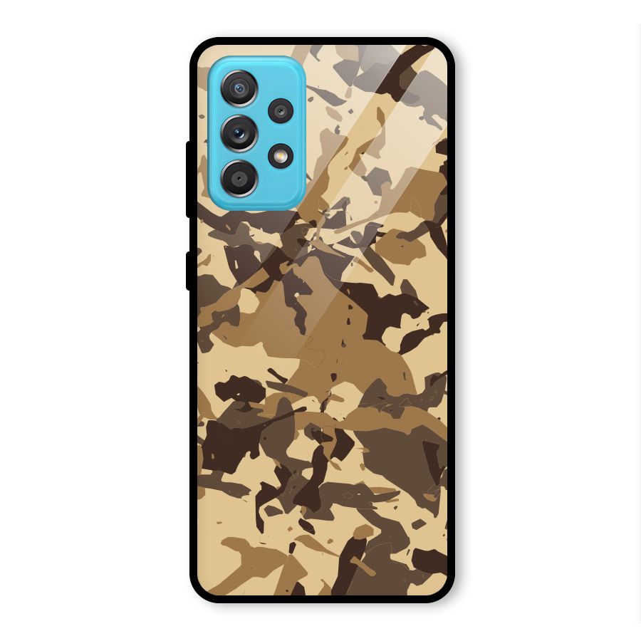 Brown Camouflage Army Glass Back Case for Galaxy A52